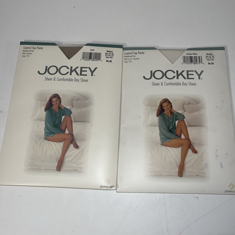 2 Pakages Jockey Sheer Day Sheer Control Top Pantys Sand & Antique White Medium